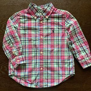 RALPH LAUREN 2T button down long sleeve multicolor plaid shirt toddler kids